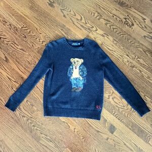 Polo Ralph Lauren Navy Sweater with Bear Motif
